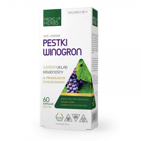MEDICA HERBS Pestki Winogron (Grape Seed) 60kaps
