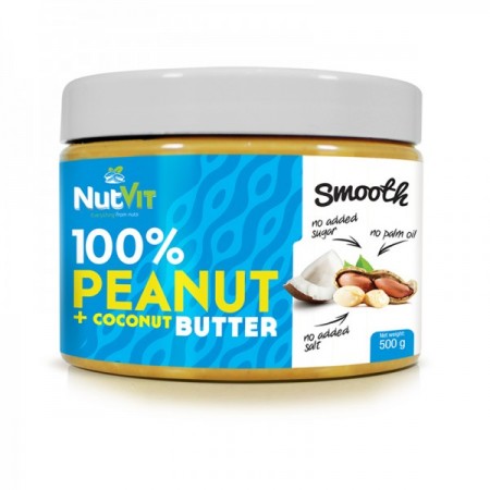 NUTVIT 100% Peanut + Coconut Butter Smooth 500g