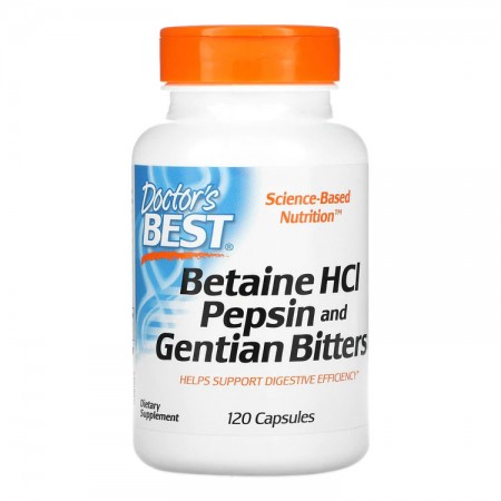 DOCTOR'S BEST Betaine HCI Pepsin and Gentian Bitters 120kaps