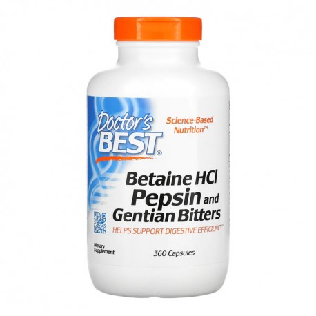 DOCTOR'S BEST Betaine HCI Pepsin and Gentian Bitters 360kaps