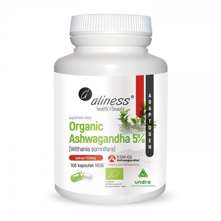ALINESS Organic Ashwagandha 5% 100kaps vege